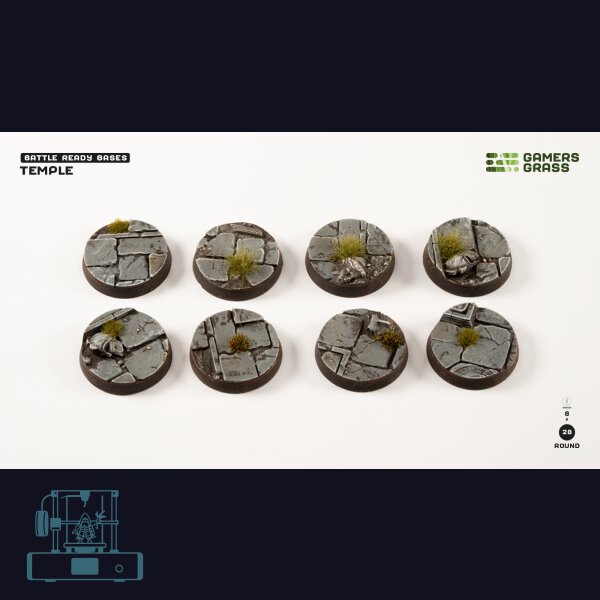 Temple Bases, Round 28mm (x8)