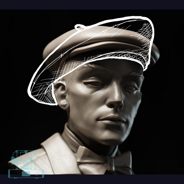French Beret Man - Academic Study Bust (1)