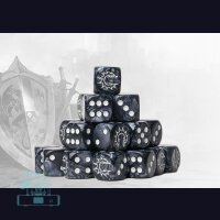 Conquest Logo on Dark Grey Marbled Dice - 24 per pack