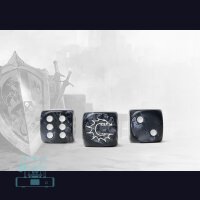 Conquest Logo on Dark Grey Marbled Dice - 24 per pack