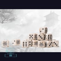 Yoroni Logo on Parchment Marbled Dice - 24 per pack