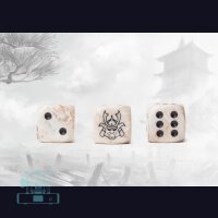 Yoroni Logo on Parchment Marbled Dice - 24 per pack