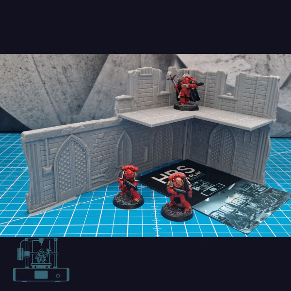 Faltbares Gelände (40k) - GothicStyle - L-Wand (klein)