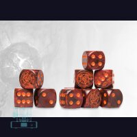 Dweghom Logo on Red Marbled Dice - 24 per pack