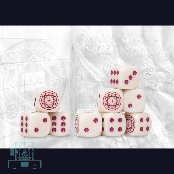 Sorcerer Kings Logo on Magenta Marbled Dice - 24 per pack