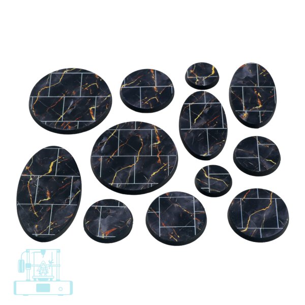 BLACK MARBLE INSTABASES 25mm RUND