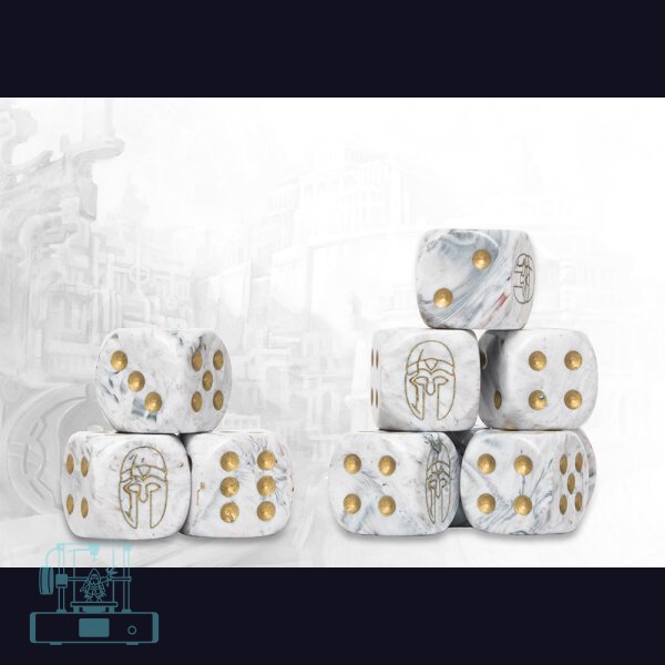 City States Logo on Light Grey Marbled Dice - 24 per pack