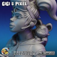 GiGi & Pixel - Cyberpunk Gamer Girl Character Bust