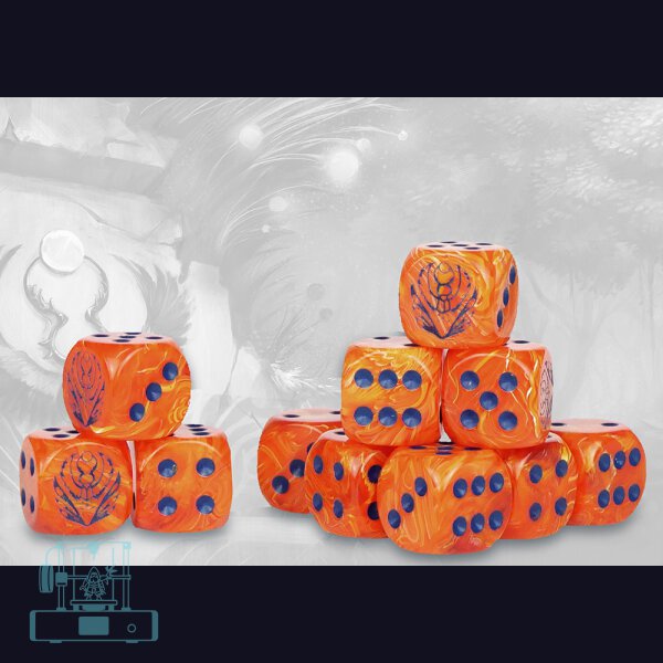 Orange Marbled Dice  - Weaver Courts