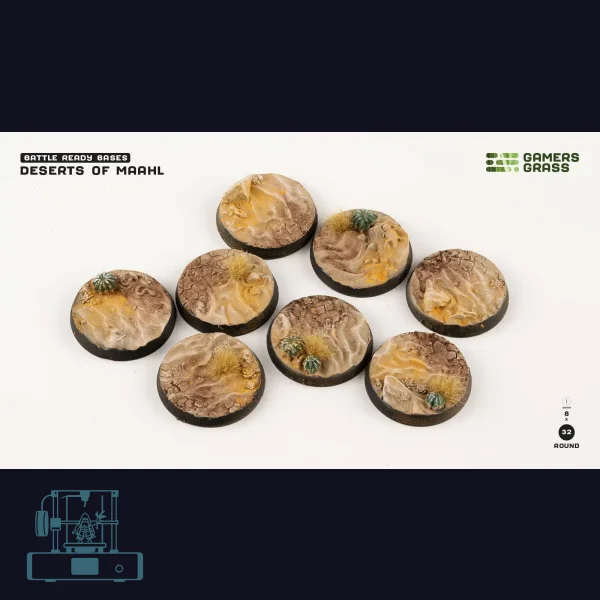 Deserts of Maahl Bases, Round 32mm (x8)