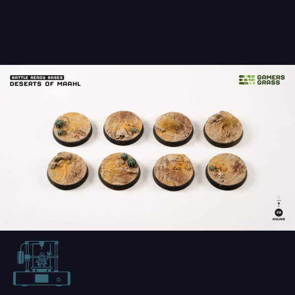Deserts of Maahl Bases, Round 28mm (x8)