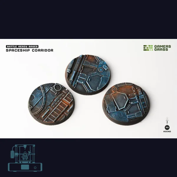 Spaceship Corridor Bases, Round 50mm (x3)
