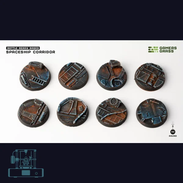 Spaceship Corridor Bases, Round 32mm (x8)