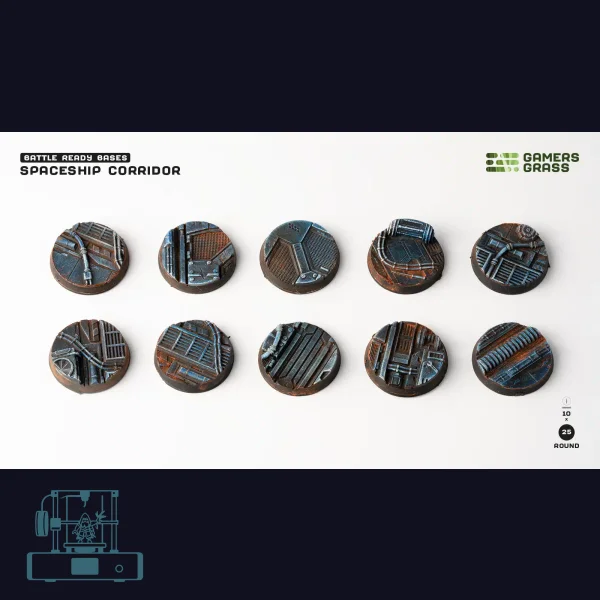 Spaceship Corridor Bases, Round 25mm (x10)