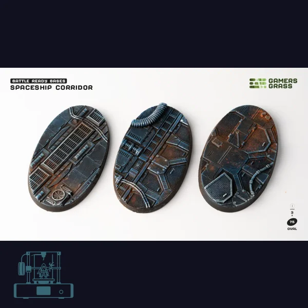 Spaceship Corridor Bases, Oval 75mm (x3)